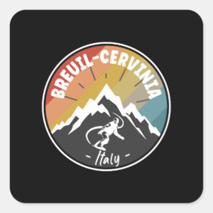 Pegatina Cuadrada Snowboard Breuil-Cervinia Italia