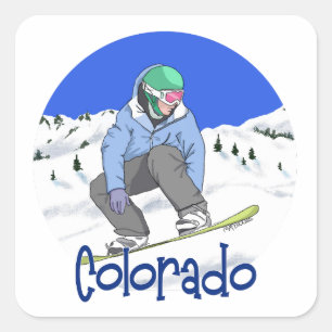 Pegatina Cuadrada Snowboard Colorado