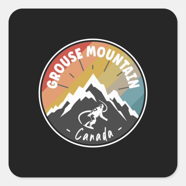 Pegatina Cuadrada Snowboard Grouse Mountain Canada (Anverso)