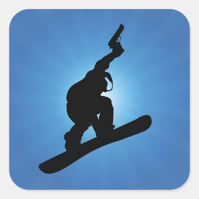 Pegatina Cuadrada Snowboard Outlaw (Anverso)
