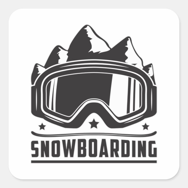 Pegatina Cuadrada Snowboard Snowboard Snowboard Snowboard Snowboard  (Anverso)