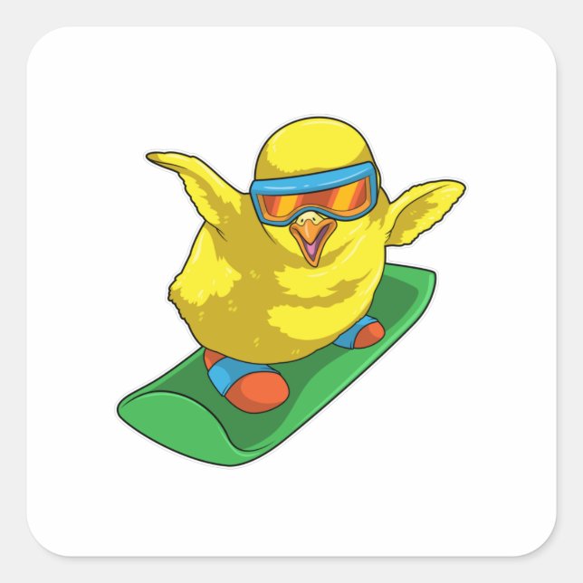 Pegatina Cuadrada Snowboarder Chick (Anverso)