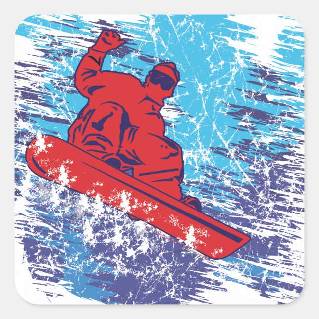 Pegatina Cuadrada Snowboarder de Guay (Anverso)
