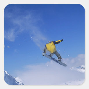 Pegatina Cuadrada Snowboarding en Grizzly Gulch