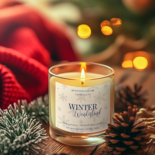 Pegatina Cuadrada Snowfall Serenity White Tea & Jasmine Candle Label (Subido por el creador)