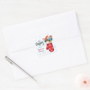Pegatina Cuadrada Snowflake Mitten con Goodies Navidades