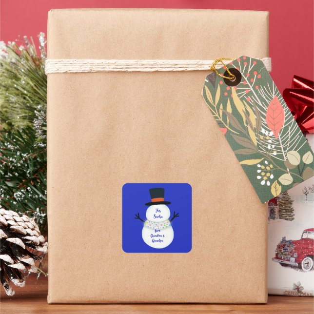 Pegatina Cuadrada snowman (Vacaciones)