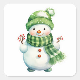 Pegatina Cuadrada Snowman