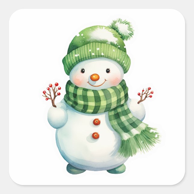 Pegatina Cuadrada Snowman (Anverso)