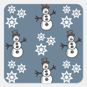 Pegatina Cuadrada Snowman