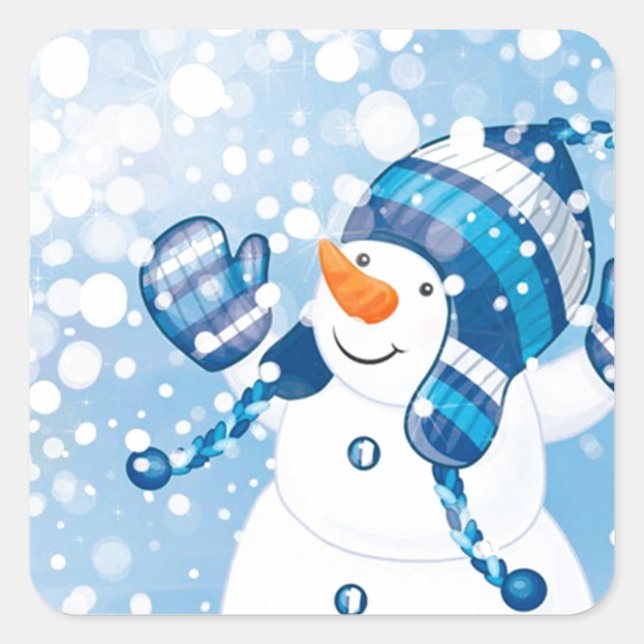 Pegatina Cuadrada Snowman (Anverso)