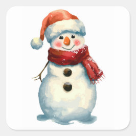 Pegatina Cuadrada Snowman