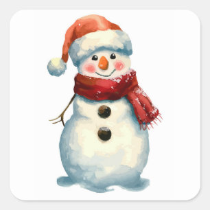 Pegatina Cuadrada Snowman