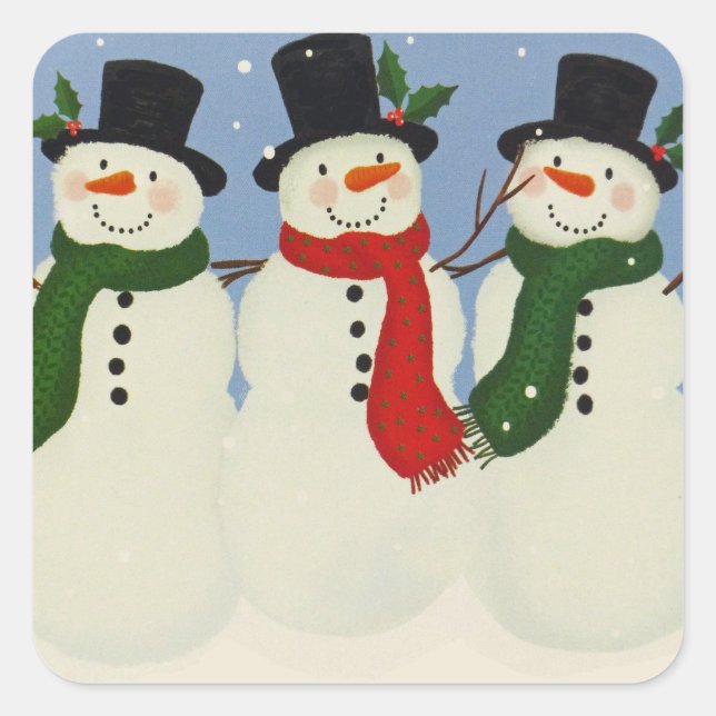 Pegatina Cuadrada Snowman (Anverso)