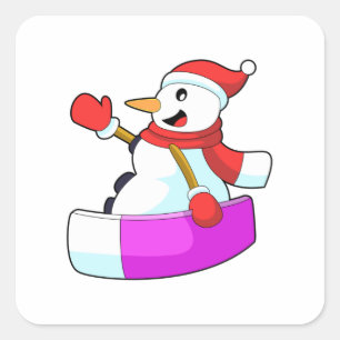 Pegatina Cuadrada Snowman como snowboarder con Sonowboard.PNG