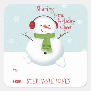 Pegatina Cuadrada Snowman Holiday Cheer