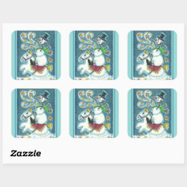 PEGATINA CUADRADA SNOWMAN HORSEMANA SIN CABEZA, XMAS HALLOWEB HUMOR,