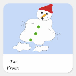 Pegatina Cuadrada Snowman se derrite lentamente