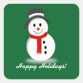 Pegatina Cuadrada Snowman sonriente