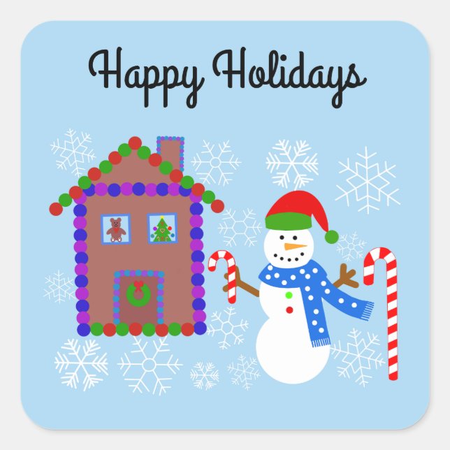 Pegatina Cuadrada Snowman y Pegatinas de la casa número 1 (Anverso)