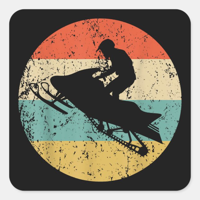 Pegatina Cuadrada Snowmobile estilo retro estilo moto de nieve (Anverso)