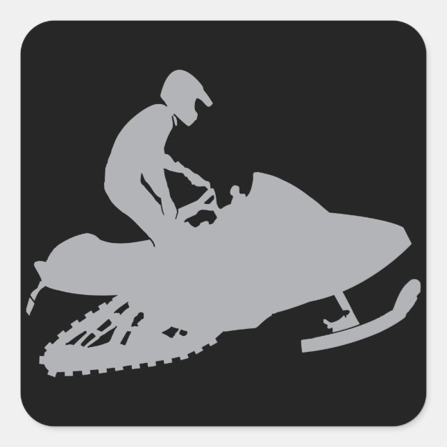 Pegatina Cuadrada Snowmobiler gris plateado (Anverso)