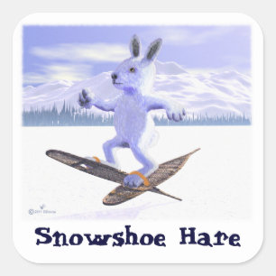 Pegatina Cuadrada Snowshoe Hare