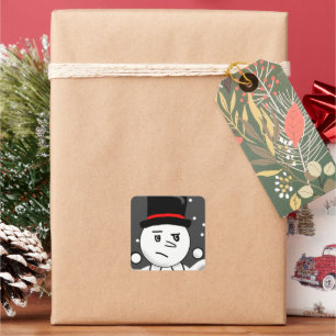 Pegatina Cuadrada ¡Snowy Drawn Hank Pegatina!