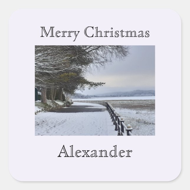 Pegatina Cuadrada Snowy Morning (Anverso)