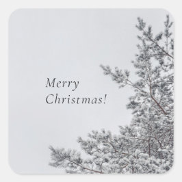 Pegatina Cuadrada Snowy Pine, Scandinavian Christmas aesthetic