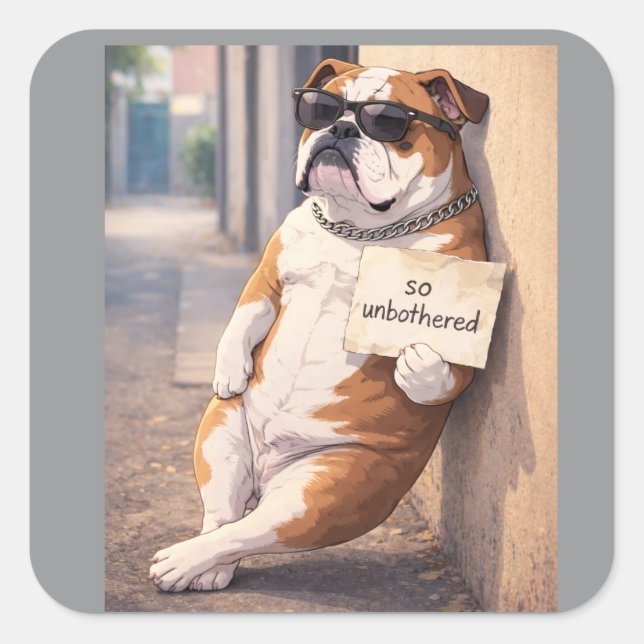 Pegatina Cuadrada So Unbothered Dog Sticker – Calm Confidence, No Ex (Anverso)