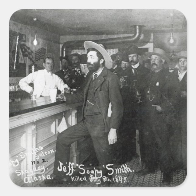 Pegatina Cuadrada Soapy Smith's Saloon Bar (Anverso)