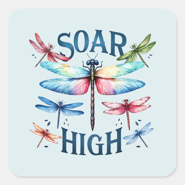 Pegatina Cuadrada Soar alto - Dragonfly artístico (Anverso)