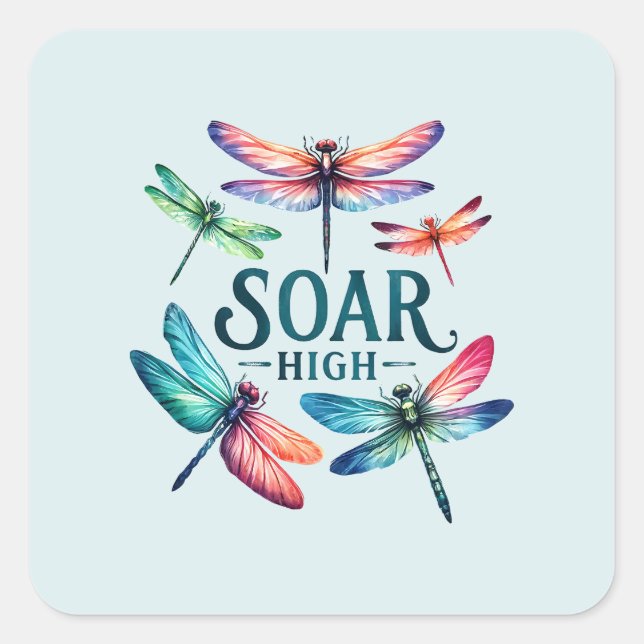 Pegatina Cuadrada Soar alto - Dragonfly artístico (Anverso)