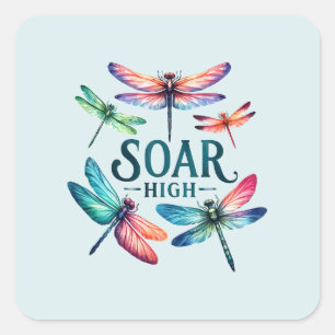 Pegatina Cuadrada Soar alto - Dragonfly artístico