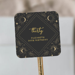 Pegatina Cuadrada Sobre de cumpleaños de la luna del horóscopo místi