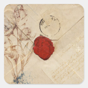 Pegatina Cuadrada Sobre de edad Shabby Scrapbook Embellecimientos