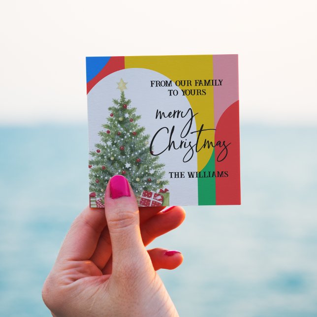 Pegatina Cuadrada Sobre de Navidades de patrones geométricos abstrac (Abstract Geometric Pattern Christmas Envelope Square Sticker)