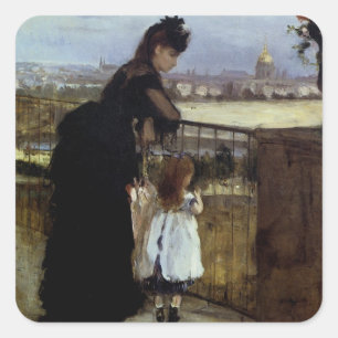 Pegatina Cuadrada Sobre el balcón de Berthe Morisot