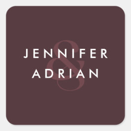 Pegatina Cuadrada Sobre elegante de Boda modernista de sellado minim