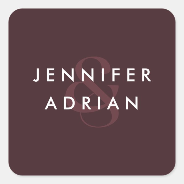 Pegatina Cuadrada Sobre elegante de Boda modernista de sellado minim (Anverso)