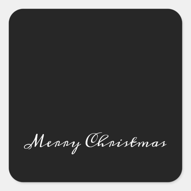 Pegatina Cuadrada Sobre navideño navideño o ajuste de regalo negro (Anverso)