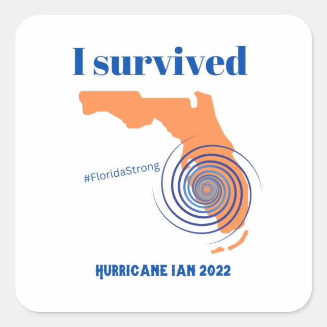 Pegatina Cuadrada Sobreviví al huracán Ian 2022 Fuerte en Florida (Anverso)