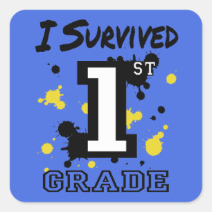 Pegatina Cuadrada Sobreviví al primer grado