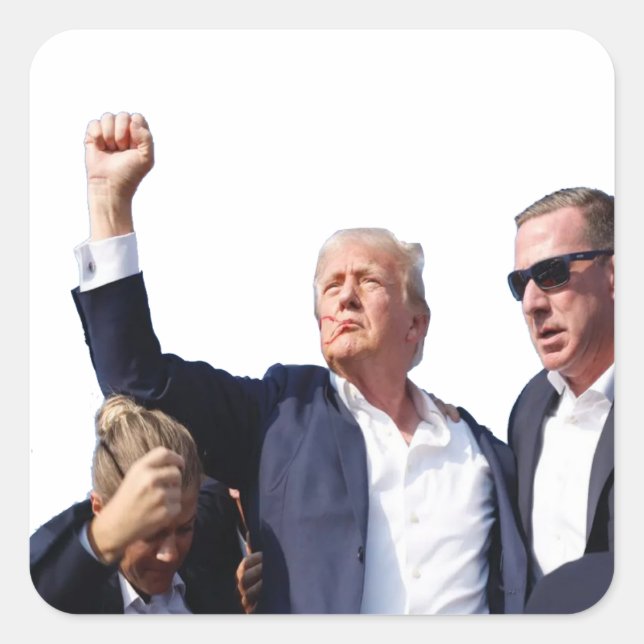 Pegatina Cuadrada ¡Sobreviviente de Trump! Recuperar a Estados Unido (Anverso)