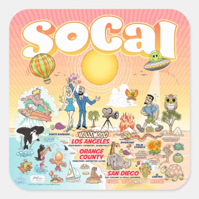 Pegatina Cuadrada SoCal (Anverso)