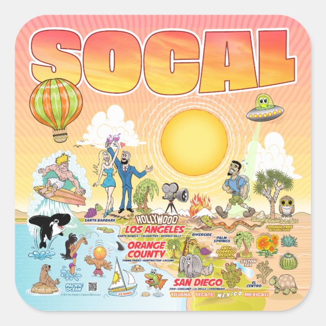 Pegatina Cuadrada SoCal (Anverso)