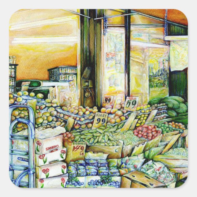 Pegatina Cuadrada Socavar la gentrificación artística (Anverso)