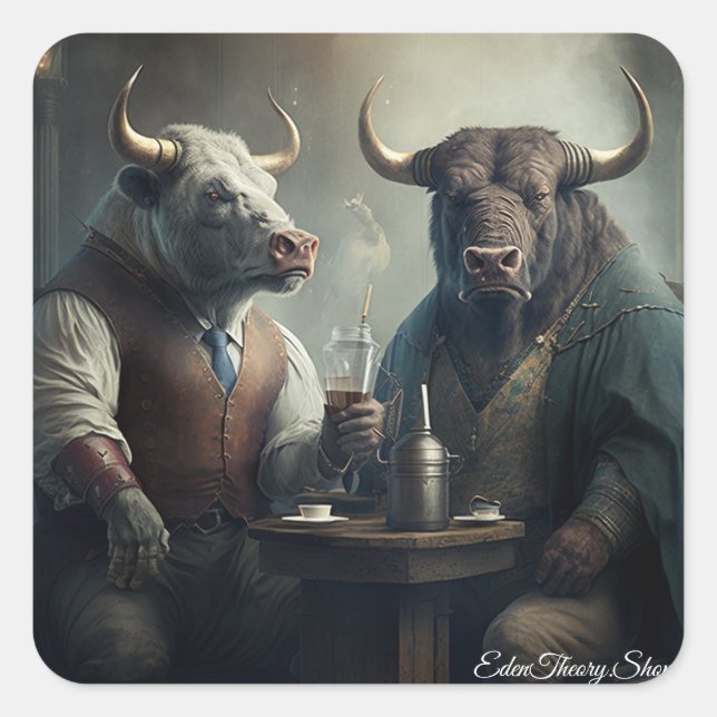 Pegatina Cuadrada Sociedad del mercado de toros (Anverso)