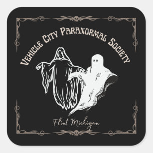 Pegatina Cuadrada Sociedad paranormal de la ciudad del vehículo Flin